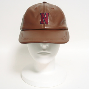 新品 NOAH ノア ロゴ刺繍 オール レザー ベースボール キャップ 帽子 茶 