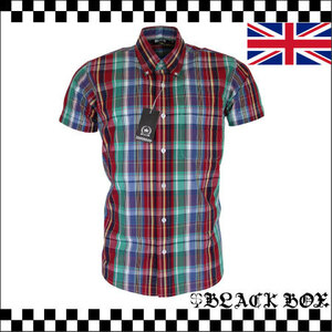 英国 インポート RELCO LONDON レルコ ロンドン チェック 半袖 ボタンダウンシャツ MODS モッズ SKINS スキンズ PUNK パンク oi UK S 8