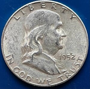 アメリカ　フランクリン　50セント銀貨　1952s年
