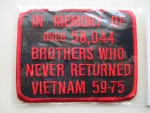 【送料無料】ベトナム戦争IN MEMORY OF 58044 BROTHERS WHO NEVER RETURNED VIETNAM 55-75パッチ ワッペン/ナム戦PATCH南ベトナム軍 M84_画像2