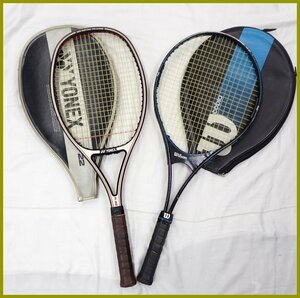 ◆硬式 テニスラケット 2本セット/YONEX REXKING R-22 G5/WILSON COBRA G4/カバー付き/ヴィンテージ&0000001834