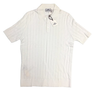 HERMES Hermes short sleeves knitted polo-shirt XL size white cotton men's aq7736