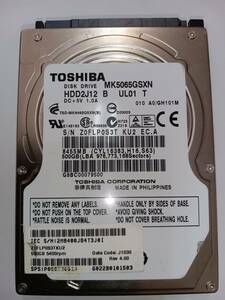 ★東芝★ MK5065GSXN/500GB/4070回/11529h/9mm/動作良好（1）