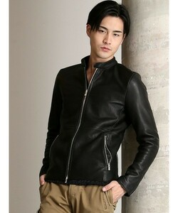[ beautiful goods ] 5351 pool Homme 5351 POUR LES HOMMESgo-to leather × fleece single rider's jacket size 1 black 