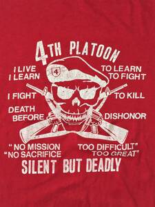 ＵＳＡ製 ヴィンテージ 4th PLATOON プラトーン Ｔシャツ 赤 レッド ＸＸＬ ビッグサイズ スカル ドクロ ライフル ミリタリー 部隊