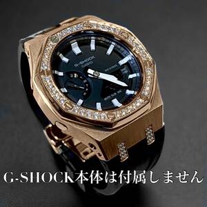 G-SHOCK GA-2100 for rubber belt set metal Casio -k custom G shock rose Gold zirconia bezel + Black Raver 