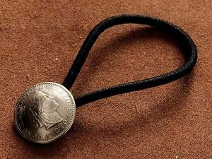 スイス 20ラッペン コインコンチョ 21mm ヘアゴムブレスレット（ヘルヴェティア頭像）：ループ 古銭 硬貨 バングル アンクレット 髪留め