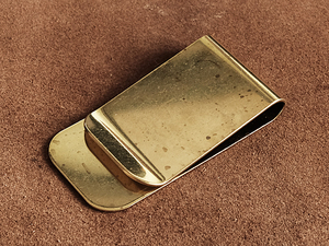  brass made money clip ( large ) brass Gold . tongs . inserting purse coin case Mini wallet simple men's 