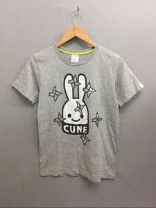 キューン CUNE Ｔシャツ うさぎ 丸首 半袖 グレー メンズ Sサイズ ファッション　衣類