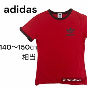 【訳あり】adidas 80s トレフォイルロゴ リンガーTシャツ赤