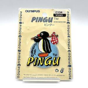  rare unused Vintage 90s PINGU Pingu embroidery badge NHKo rim Pas OLYMPUS up like collection handicrafts Heisei era retro at that time not yet .