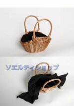 人気新品！職人手作り☆籐かごバッグ エバゴス かごバッグ 手編み籠バッグ バスケット籐かご 良品 可愛い新品 夏最適_画像4