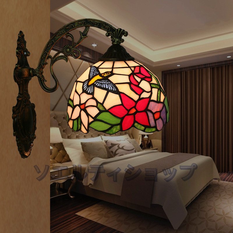 예술적 전통 새 꽃 펜던트 램프 스테인드 글라스 램프 테이블 램프 벽걸이 벽 장식 교수형 유형 아연 합금 유리 수제 LED 호환, 조명, 테이블 램프, 책상 램프