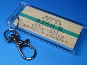 N3038／あざみ野駅／東京急行電鉄（東急）／未使用券／平成6年11月6日／本物のB型硬券（入場券）キーホルダー／23501