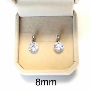 新品　サージカルステンレス 大粒　8mm AAA CZ ダイヤモンドピアス シルバー　ダイヤ　シルバーピアス　プレゼント 抗アレルギー　送料無料