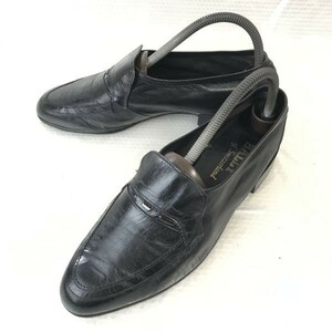 スイス製ビンテージ★バリー/BALLY of Switzerland★本革/ローファー/モカシン【6.5E/24.5/黒/BLACK】ビジネス/dress shoes◆pE-132