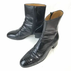 Made in Japan★DONKEY/ドンキー★本革/サイドジップ/ショートブーツ/ヒール【24.5/黒/BLACK】Shoes◆WB96-8