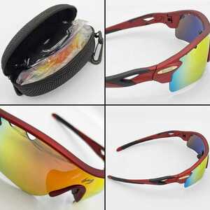 [ red ]ZEEMSji-ms polarized light mirror sunglasses exclusive use case attaching baseball part .. baseball postage 300 jpy 