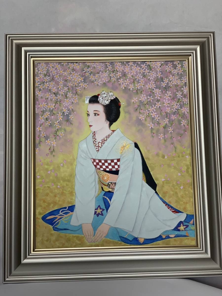 [عمل أصيل] لوحة هارونوري يامادا ساكورا مايكو اليابانية رقم 8 تم اختيارها لمعرض متحف أوينو الملكي لمدة 3 سنوات متتالية تخرج من جامعة كيوتو للفنون, تلوين, اللوحة اليابانية, شخص, بوديساتفا