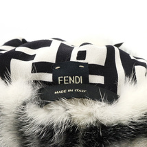 FENDI フェンディ ズッカ柄 ミンク フォックス ファー 帽子 ブラック 黒 ホワイト 白 #S_画像4