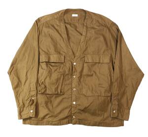 blurhms ブラームス Soft Ox Utility Collarless Jacket カラーレス ジャケット ブラウン シャツ メンズ 2