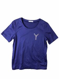 (D) VINTAGE YVES SAINT LAURENT Vintage Yves Saint-Laurent стразы оборудование орнамент короткий рукав футболка M темно-синий стоимость доставки 250 иен 