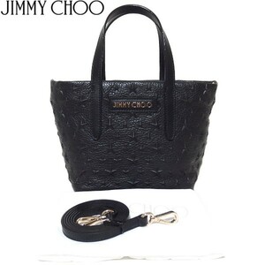 美品★JIMMY CHOO 星 スタッズ レザー ミニ 2Way ショルダー ハンドバッグ 黒 スター ジミーチュウ★