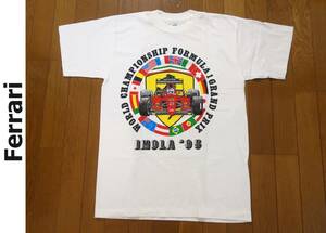 【送料無料】新品 90's デッドストック Ferrari フェラーリ 両面プリント 半袖Tシャツ メンズ イタリア製 M 白 IMOLA F1 ヴィンテージ