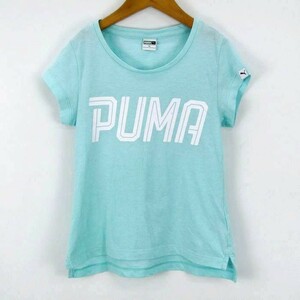 プーマ 半袖Tシャツ ビックロゴ 速乾 スポーツウエア 女の子用 130サイズ ライトブルー白 キッズ 子供服 PUMA