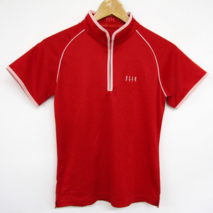  L short sleeves shirt Golf wear mok neck half Zip mesh tops sport wear lady's 9 size red ELLE