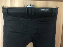 ■貴重 ■初期 ■バルマン名作 BALMAIN ■蛇腹バイカーデニムパンツ ブラック 黒 30 メンズ 2009～10AW デカルナン期_画像4