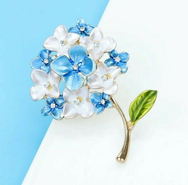 あじさい ブローチ ブルー お花 紫陽花 アジサイ エナメル