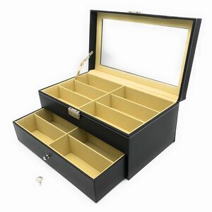  with translation glasses storage box glass made window attaching 2 step high capacity 1 2 ps for ( black )