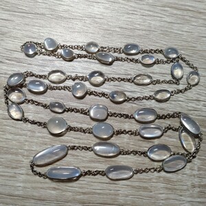  antique moonstone necklace kaboshon Ed wa-ti Anne silver approximately 70cm