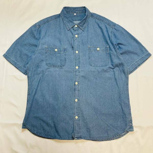 新品 デニムシャツ 半袖 ダンガリーシャツ オススメ Lサイズ 1点のみ 送料無料 激安限定1点セール