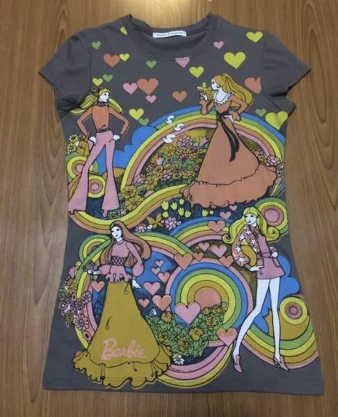 新品 BLUE RIBBON 可愛いバービーTシャツ Barbie送料無料 アメリカ購入 グレー 半袖Tee