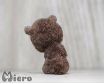 ★Micro★「Teddy Bear」高さ3.5ｃｍ・ハンドメイド・アンティーク風・テディベア・羊毛フェルト・ドールハウスなどに★_画像7