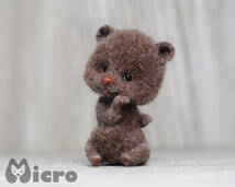 ★Micro★「Teddy Bear」高さ3.5ｃｍ・ハンドメイド・アンティーク風・テディベア・羊毛フェルト・ドールハウスなどに★_画像9