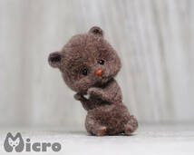 ★Micro★「Teddy Bear」高さ3.5ｃｍ・ハンドメイド・アンティーク風・テディベア・羊毛フェルト・ドールハウスなどに★_画像10