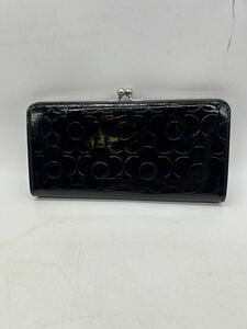 【1円】MARYQUANT がまぐち長財布 長財布 黒 ブラック がまぐち 花柄 エナメル デイジー柄 シンプル 人気 マリークワント ブランド 001