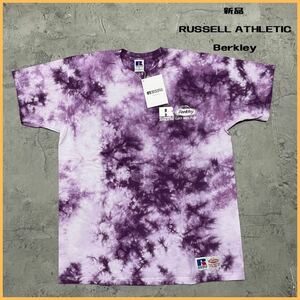 新品 RUSSELL ATHLETIC ラッセルアスレチック Berkley バークレイ コラボ Tシャツ 半袖 デカロゴ タイダイ サイズL 玉FL2750