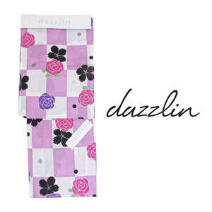 Club藤★浴衣　Dazzlin　ダズリン　市松格子と撫子と薔薇　■綿100%　■新品お仕立上り*