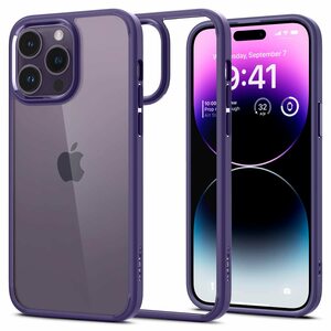 Spigen iPhone 14 Pro ケース クリア ストラップホール 耐衝撃 黄変なしワイヤレス充電対応 ACS05577 ディープ・パープル