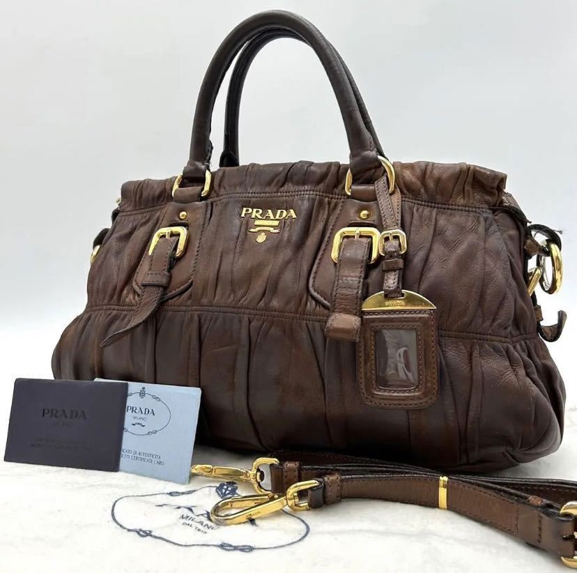 ヤフオク! -「pradaプラダギャザーレザーバッグ」(ファッション) の