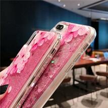 iphone 13 14 ケース　流れラメ　さくら　桜　ラメ入り　キラキラ　輝く　ピンク_画像4