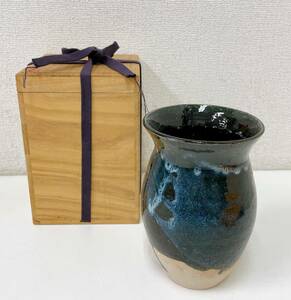 素敵な色あい♪【うぐいす窯 壺 】陶器 /陶芸 /工芸品 /花瓶 /インテリア /置物/信楽焼/A55-068