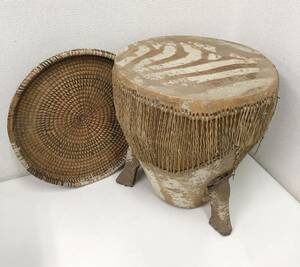 [ Africa? percussion instruments ] total length approximately 39./ ethnic musical instrument / futoshi hand drum / Bongo / drum / Jean be/ race / musical instruments / folkcraft goods / music / earth production / interior /Y55-307