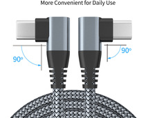 USB TypeC 充電ケーブル L字 3ｍ QC3.0 60W 3A ブラック_画像5