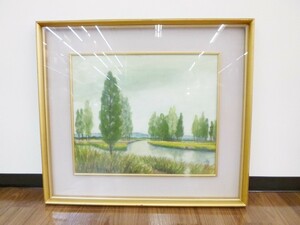 Art hand Auction 23-H-307 Takashi Goto Frühling in Suigo Gerahmt B65cm x H57.5cm Gemälde Landschaft Takashi Goto Suigo Landschaft Interieur, Kunstwerk, Malerei, Andere