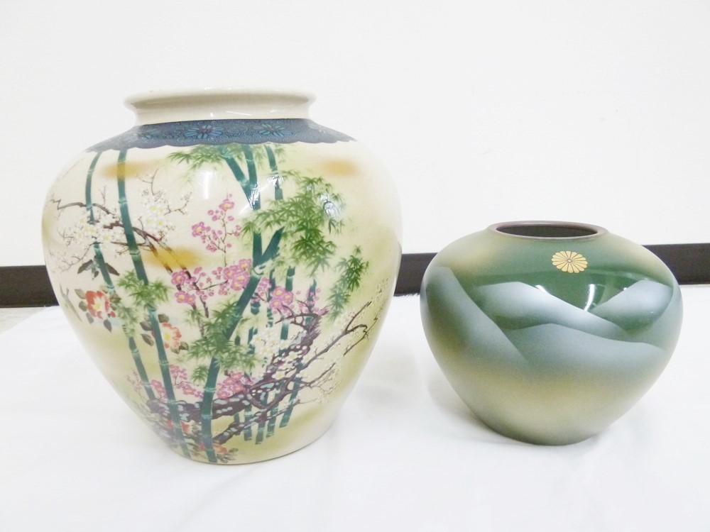美品【銀泉窯】九谷焼花瓶花器壺染付- JChere雅虎拍卖代购